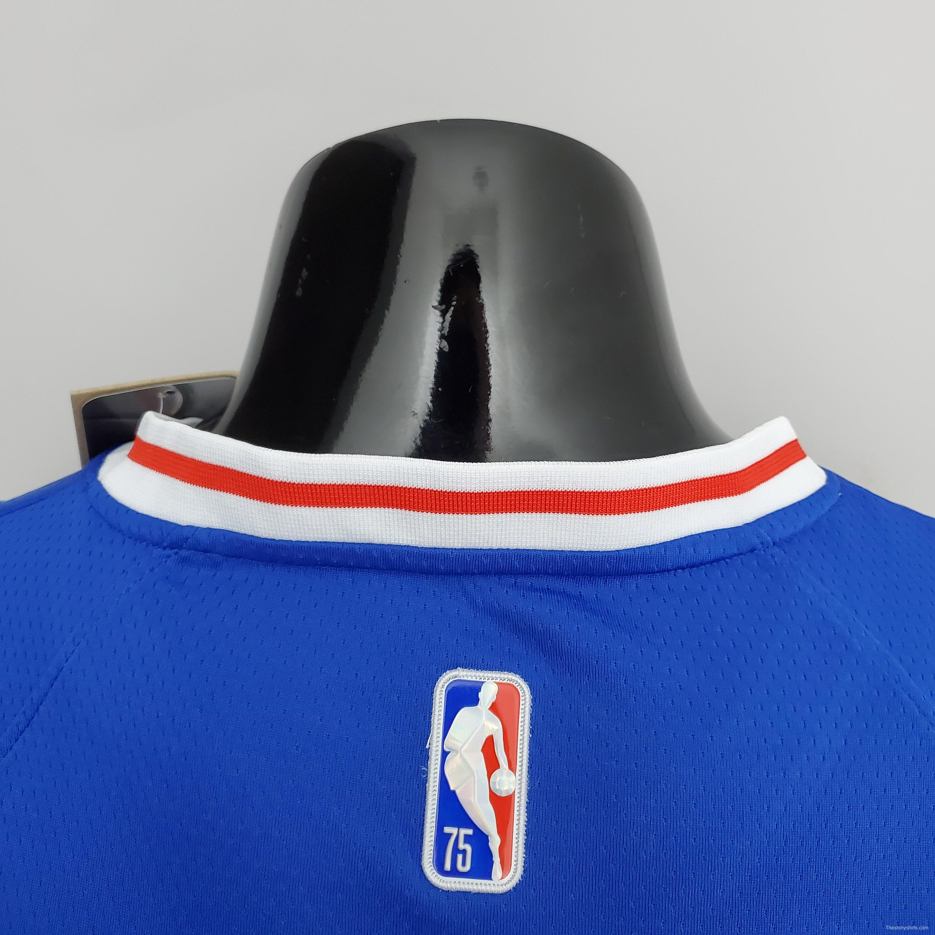 75th Anniversary Philadelphia 76ers EMBIID#21 Blue NBA Jersey