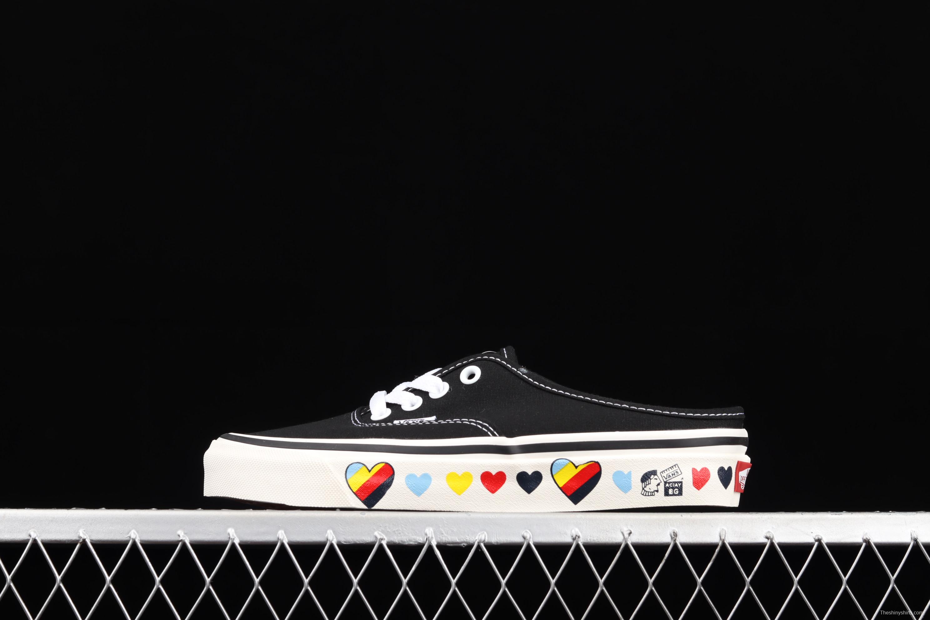 Vans Authentic Anaheim Valentine's Day Limited black and white love leisure half-drag VN0A54F7585