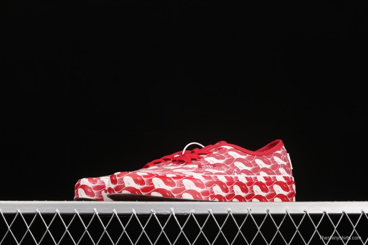 Opening Ceremony x Vans Authentic Yang Chao co-named the same red and white Yin Yang Snake low upper board shoes VN0A348A43Z