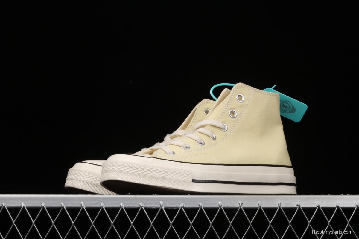 Converse 70s spring new color environmental protection cream yellow high top leisure board shoes 170795C