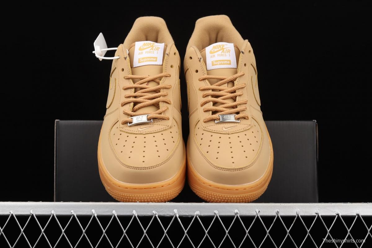 Supreme x NIKE Air Force 1 Low AF1 co-branded wheat color low-top casual board shoes DN1555-200