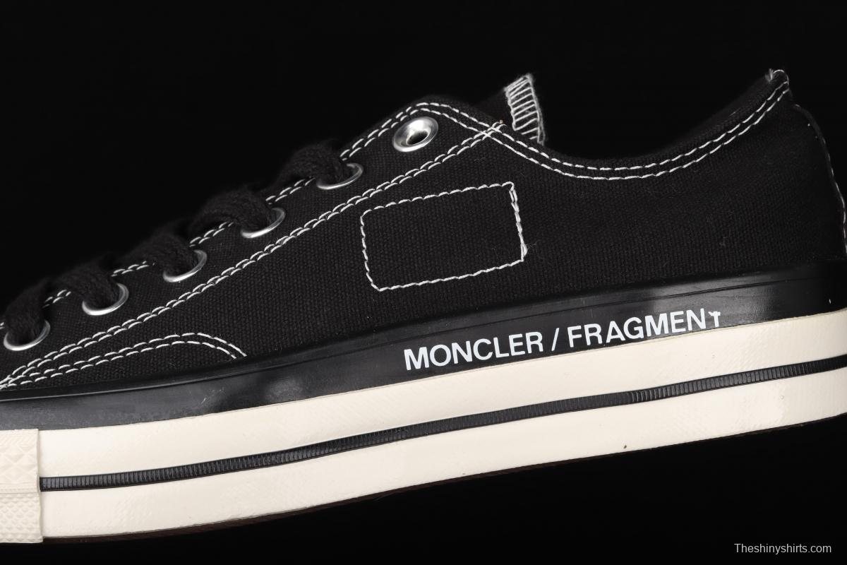 Fragment x Moncler x Converse 1970 S Fujiwara Hiroshi Fujiwara Lightning co-signed Chen Weiting the same black-and-white graffiti classic low-top canvas shoes 172320C