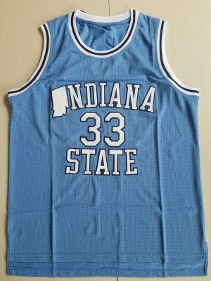 Larry Bird 33 Indiana State College Light Blue Basketball Jersey