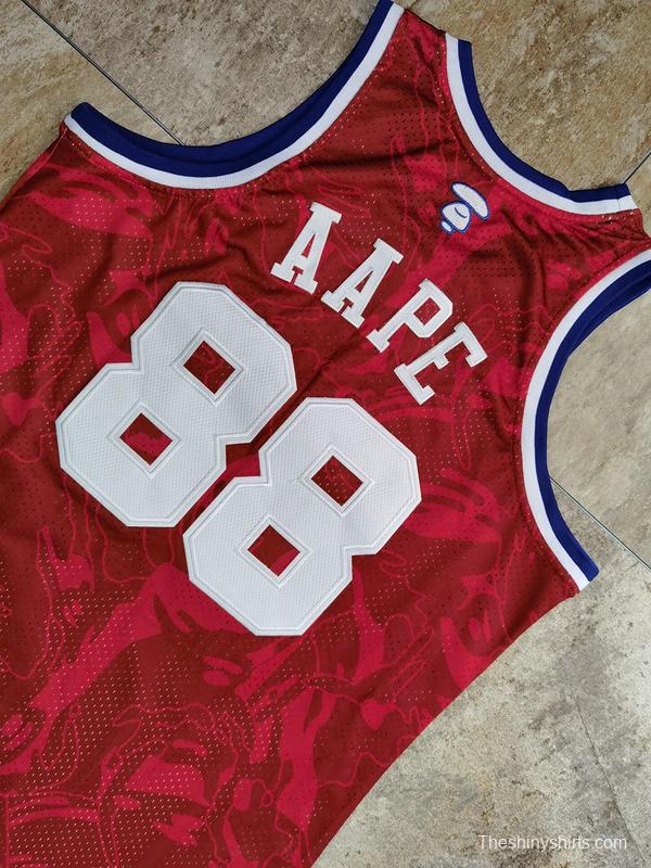 Men's AAPE Red Retro Classic Team Jersey