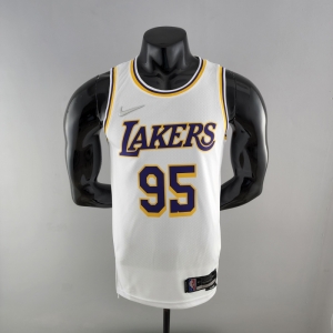 75th Anniversary TOSCANO #95 Los Angeles Lakers White NBA Jersey