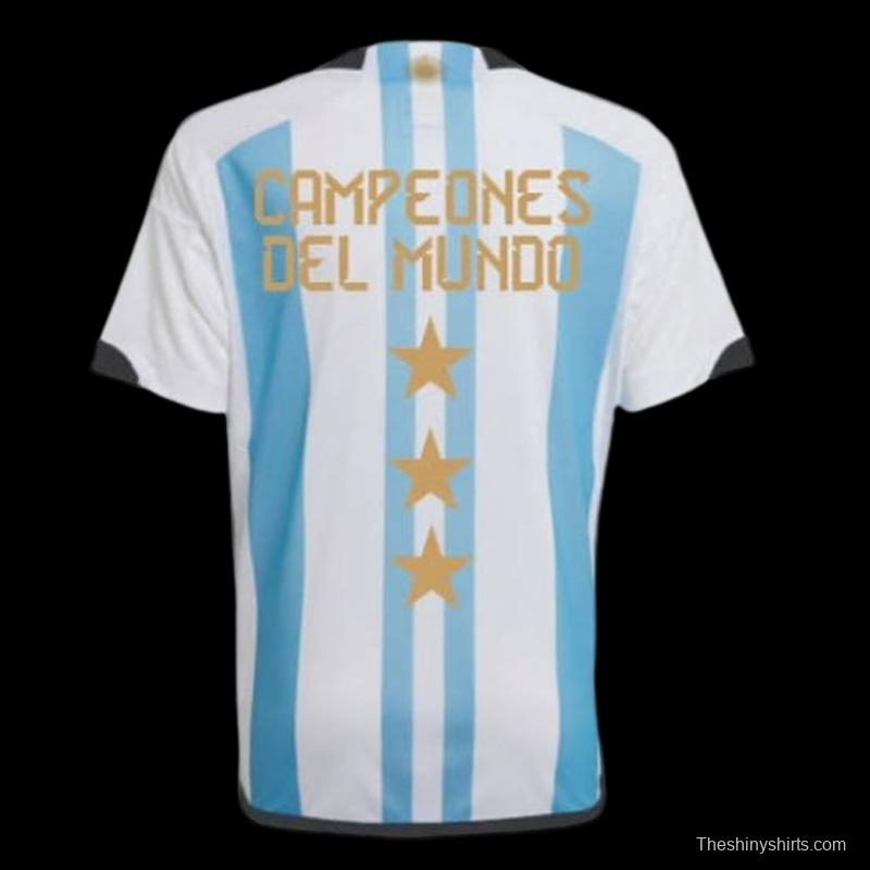 3 Stars 2022 Argentina Home Jersey CAMPEONES DEL MUNDO Printing