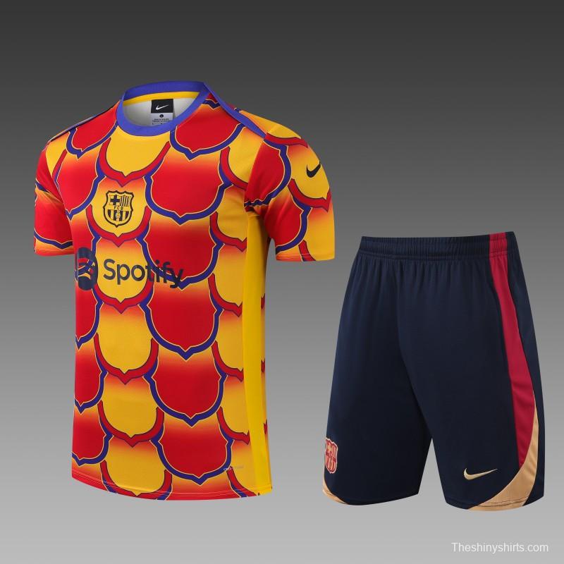 23/24 Barcelona Cotton Chinese New Year Pre-Match Short Sleeve Jersey+Shorts