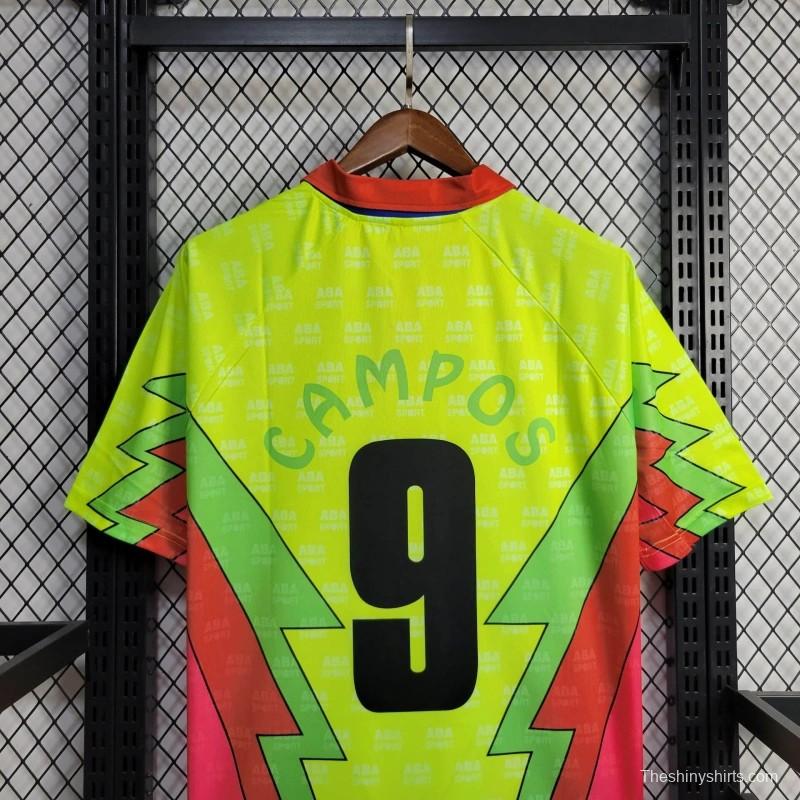 Retro 1995 Mexico CAMPOS 9 Home Yellow Jersey