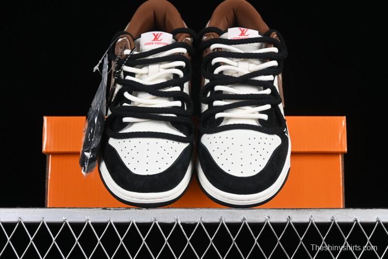 Nike SB Dunk Low LV Collaboration - Black Brown Fade Anniversary Custom Low-Top Casual Sneakers - SJ2068-233