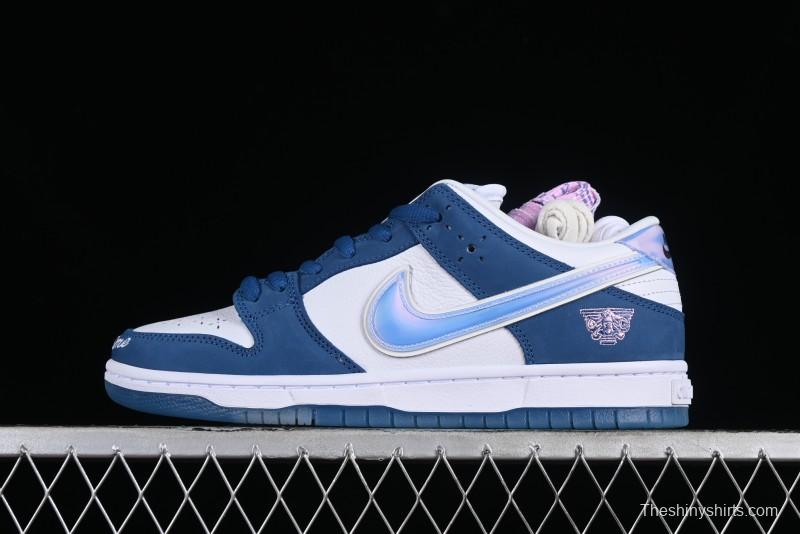 Nike Born x Raised x Nike SB Dunk Low Premium Skate Shoes with Special Foam Swoosh and Snowflake Perforations - FN7819-400