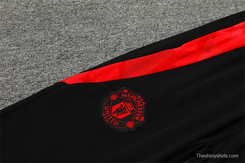 24/25 Manchester United Black/Red Special Half Zipper Jacket+Long Pants