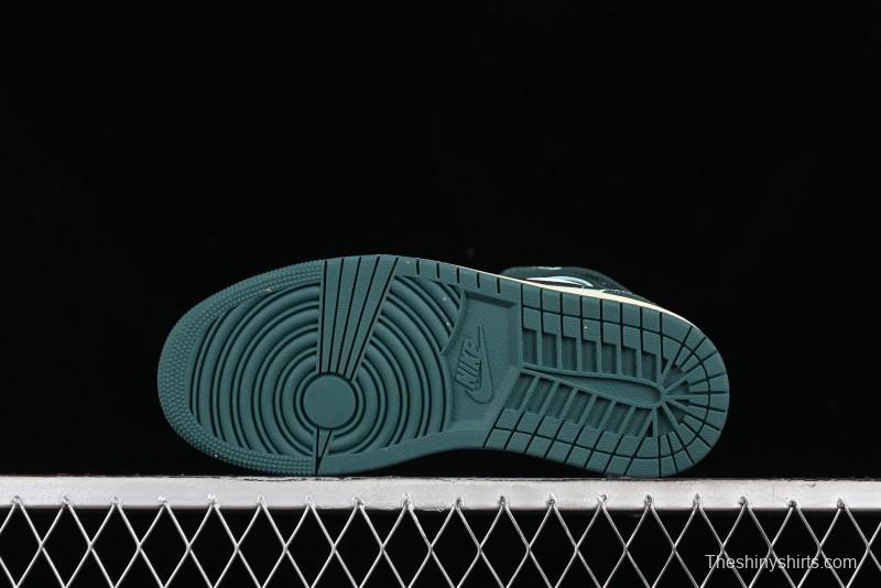 Nike Air Jordan 1 Mid AJ1 Snake Black Green Toe Mid-Top Basketball Shoes - FQ7818-100