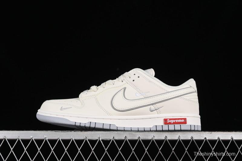 Nike SB Dunk Low Supreme Collaboration - Light Grey Anniversary Customized Low-Top Casual Skate Shoes - DJ2024-005