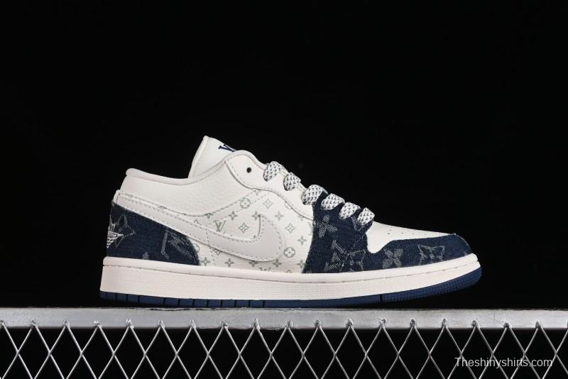 Nike Air Jordan 1 Low LV Collaboration - Light Blue Retro Casual Sneakers - SJ9950-003