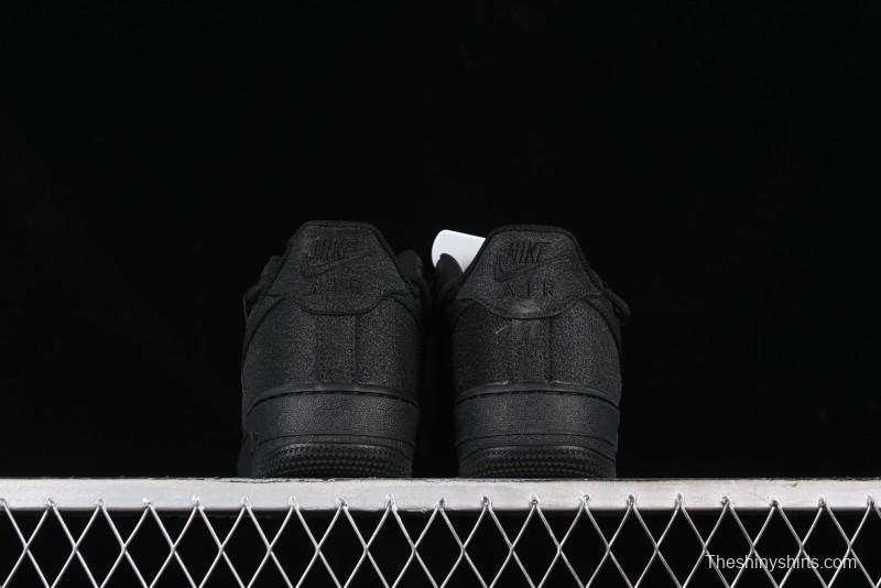 Nike Air Force 1 '07 Low Cleanfit High Street Retro Style All Black Star-Studded Diamond Accents Lace-Up Low-Top Casual Sneakers - ZH0316-030