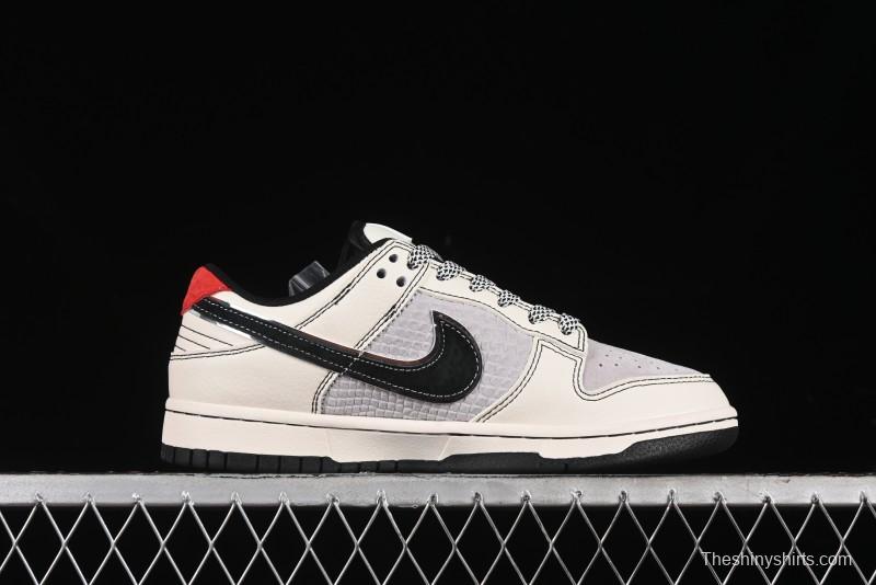Nike SB Dunk Low Black Wukong Series - Beige Grey Black Swoosh Anniversary Custom Low-Top Casual Skate Shoes - SJ1089-014