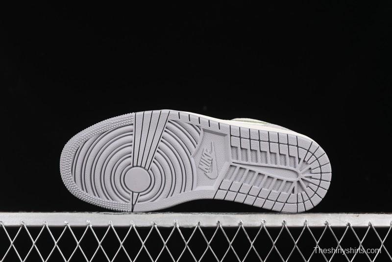 Nike Air Jordan 1 Low Stussy Collaboration - Light Green Elegant Grey Retro Basketball Shoes - WG8850-016