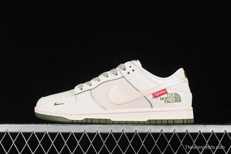 Nike SB Dunk Low Supreme The North Face Collaboration - Beige Green Reflective Swoosh Anniversary Custom Edition Low-Top Casual Skate Shoes - XX2025-638