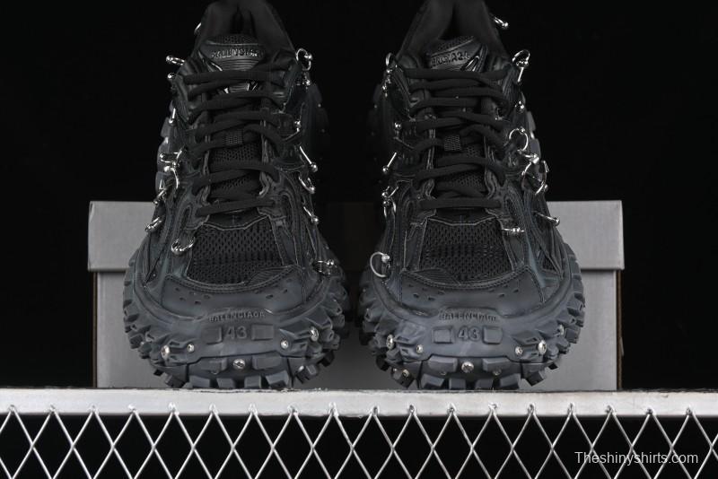 Balenciaga Defender Rubber Platform Sneakers Low-Top Combat Outdoor Shoes with Studded Design and Exaggerated Tire Tread Sole - W2RAG1081