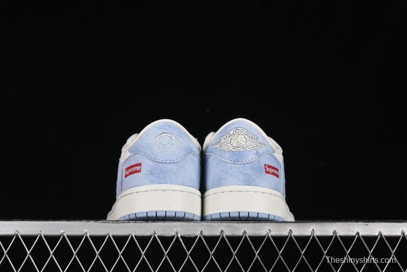 Nike Travis Scott x Fragment Design x Air Jordan 1 Low OG SP AJ1 Supreme Collaboration - Tie-Dye Blue Low-Top Casual Sneakers - CH6336-010