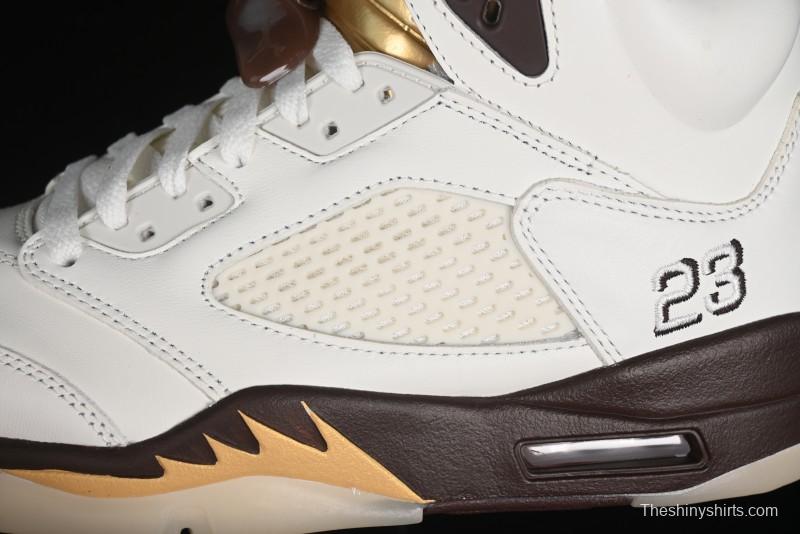 Nike Air Jordan 5 Retro Basketball Shoes in White/Tan - DD9336-200