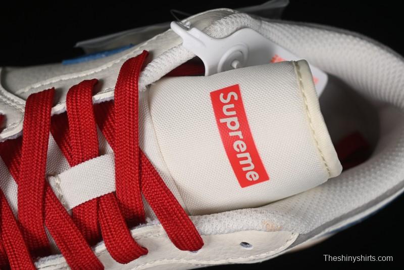 Nike Air Jordan 1 Low Supreme Collaboration - Retro Basketball Shoes in Blue and Gum Sole - SJ9950-022