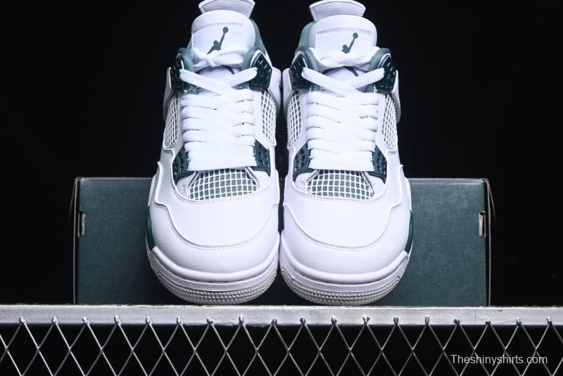 Nike Air Jordan 4 Retro Sneakers in White, Oxidized Green and Neutral Grey - AQ8138-103