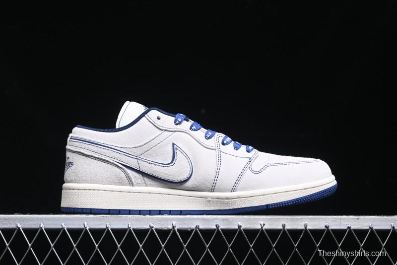 Nike Air Jordan 1 Low Stussy Collaboration - Premium Custom Retro Basketball Shoes with Blue-Grey Accents - DM9188-006