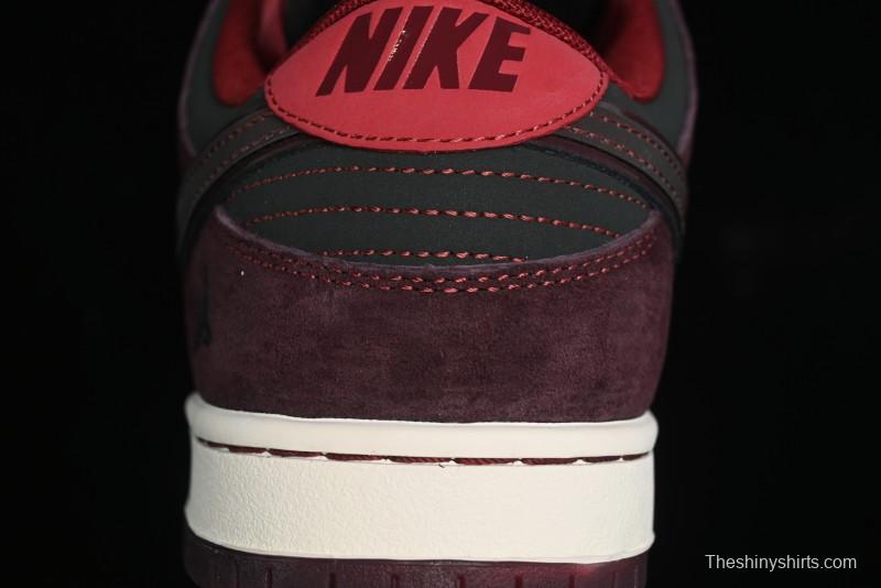 Nike SB Dunk Low Bordeaux Red Skate Shoes Collaboration with Riot Skateshop - FZ1289-200