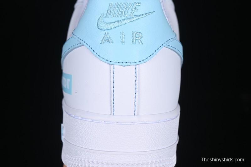 Nike Air Force 1 '07 Low Casual Sneakers with White & Blue Swoosh - CW2288-026