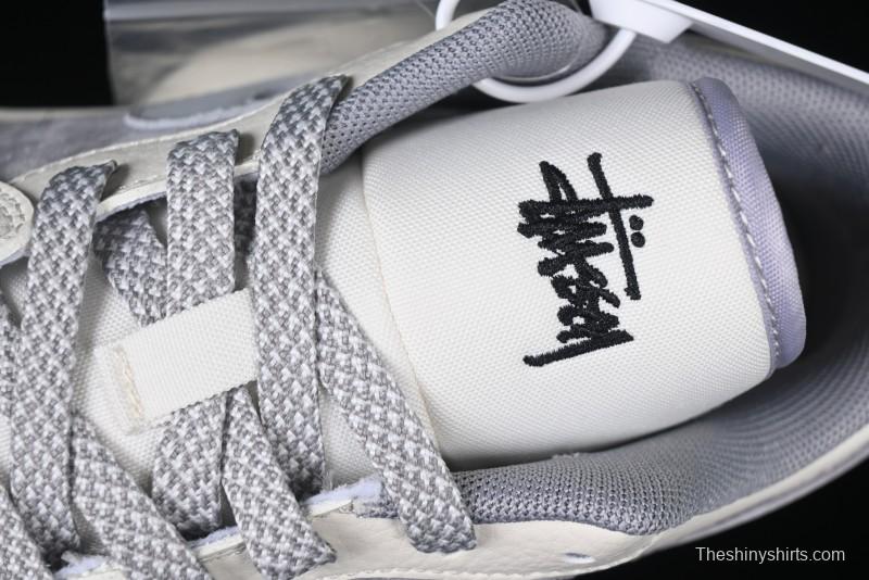 Nike Air Jordan 1 Low Stussy Collaboration - Retro Basketball Shoes in Light Grey - SJ9950-044