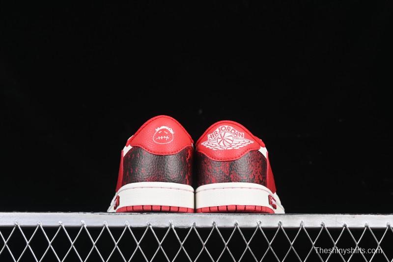 Nike Travis Scott x Fragment Design x Air Jordan 1 Low OG SP AJ1 Supreme Collaboration China Red Low-Top Casual Sneakers - DM7866-076