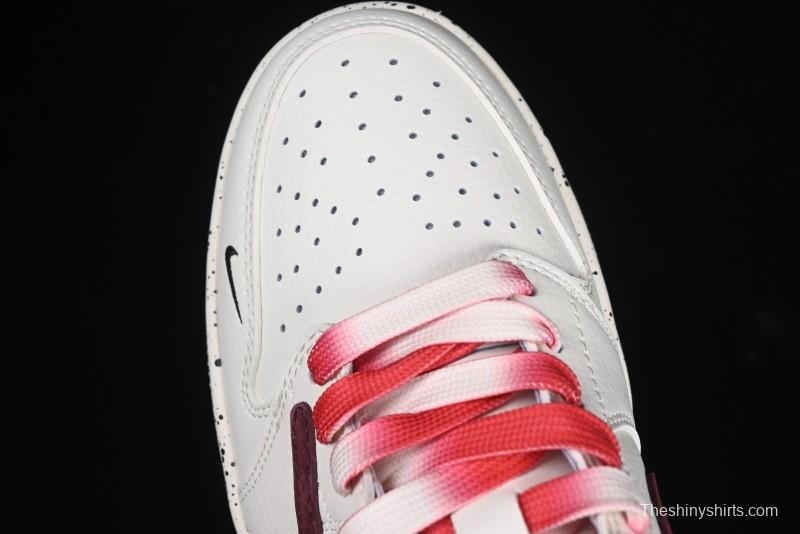 Nike Travis Scott x Fragment Design x Air Jordan 1 Low OG SP AJ1 Stone Island Collaboration Pomegranate Red Low-Top Casual Sneakers - CF3688-077