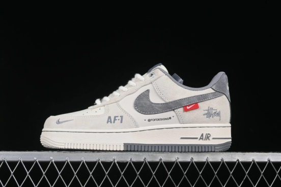 Nike Air Force 1 '07 Low Stussy Collaboration Dual-Tone Beige Low-Top Casual Sneakers - SJ6698-024