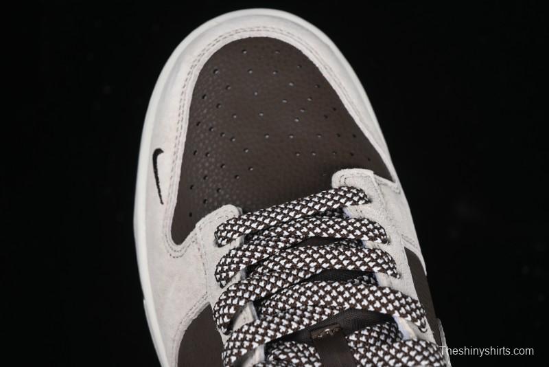 Nike SB Dunk Low Stussy Collaboration Brown Leather Swoosh Anniversary Custom Low-Top Casual Sneakers - DJ2024-062