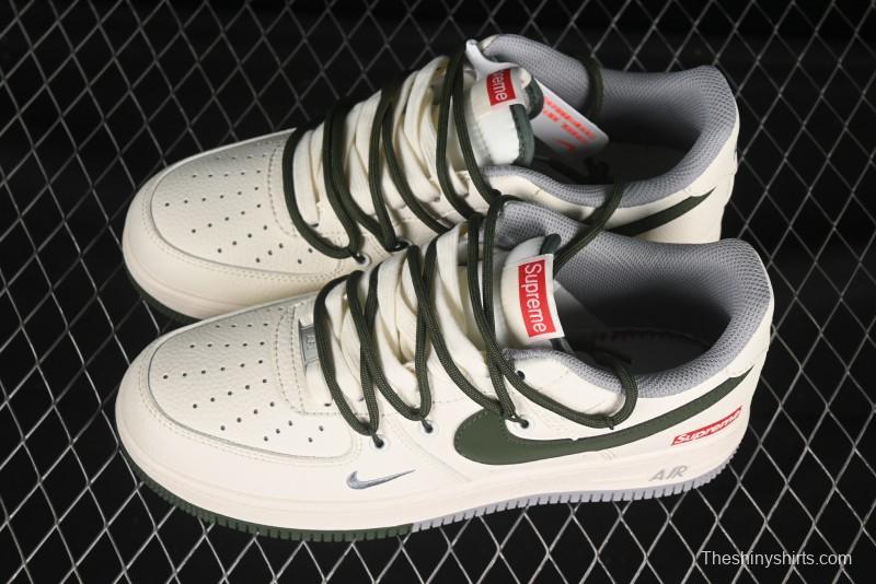 Nike Air Force 1'07 Low Supreme Collaboration Dual-Tone Grey Green Lace-Up Casual Sneakers - DM6868-070