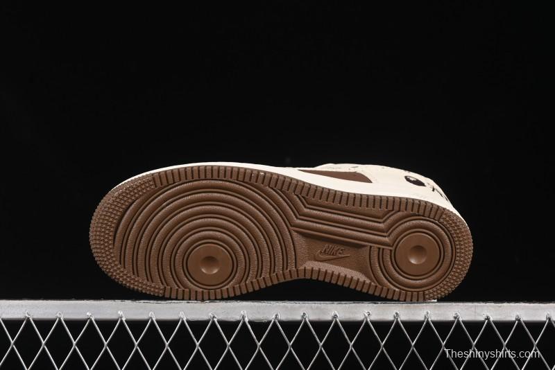 Nike Air Force 1 '07 Low BAPE Collaboration Beige Brown Graffiti Swoosh Casual Sneakers - DF0188-061
