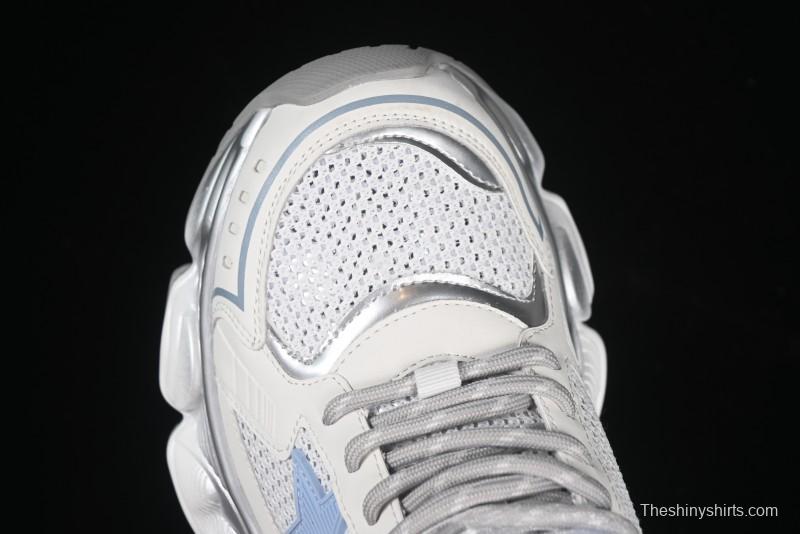 GG-CC Star Same Style Lace-Up Hollow Out Dad Shoes with 5cm Hidden Height Increase - G25X269 White Blue