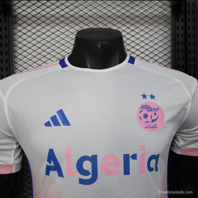 Player Version 2025 Algeria White-Pink with Country Map Design Jersey
