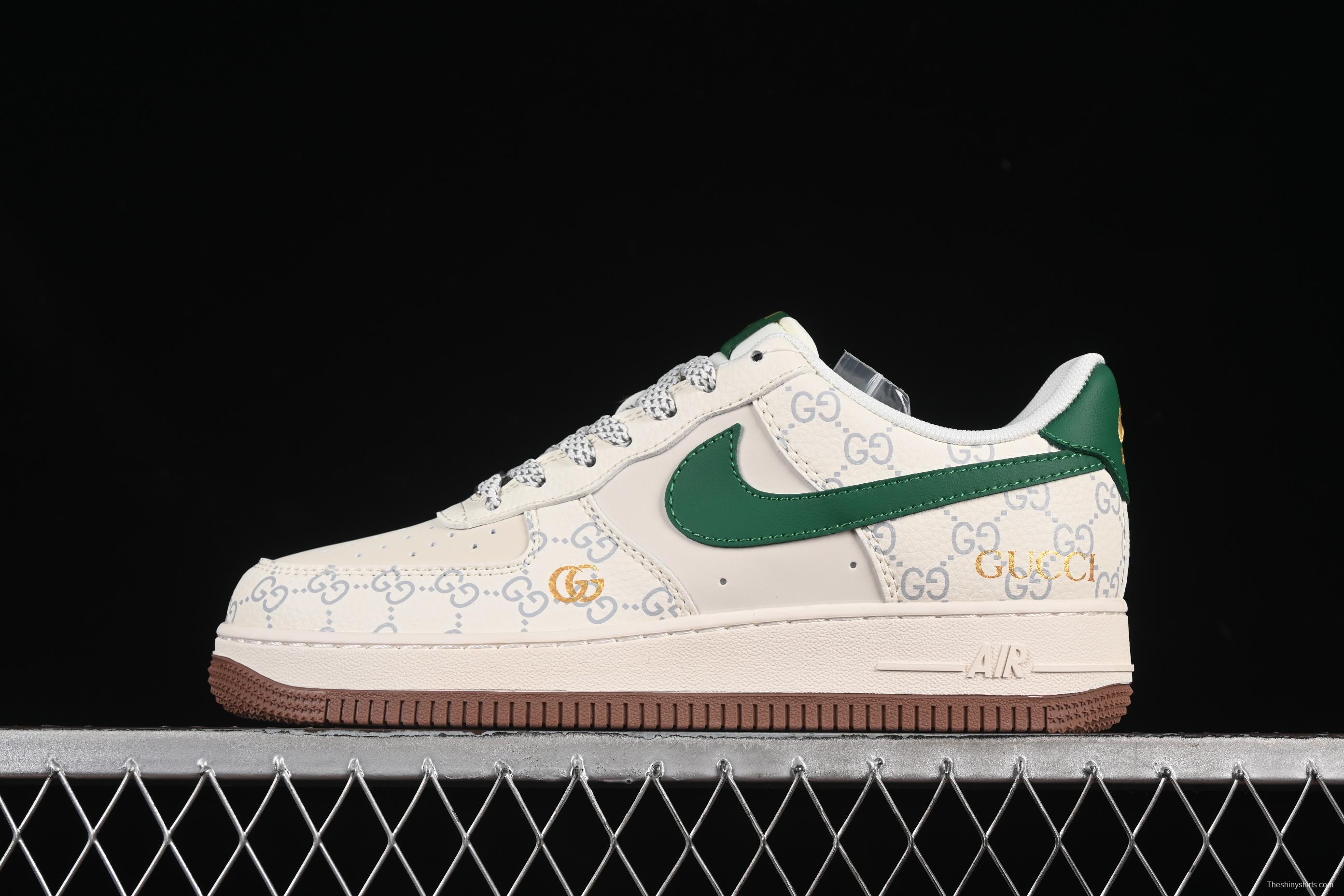 Nike Air Force 1 '07 Low Gucci Collaboration Brown Sole Green Swoosh Casual Sneakers - JJ2508-711