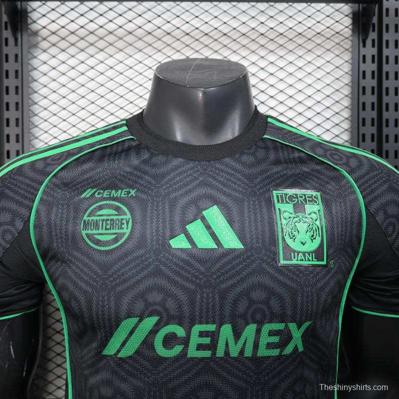 Player Version 2024-25 Tigres UANL Third Jersey - Black with Green Accents - CEMEX Sponsorship