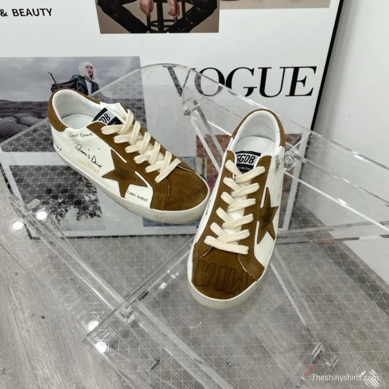 2025 Unisex GGDB White Brown Calf Leather Sneakers