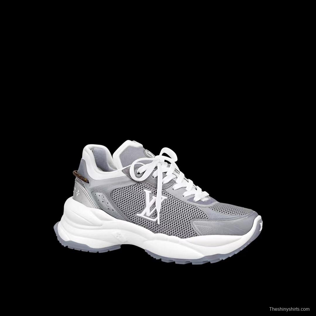 2025 Unisex Louis Vuitton Grey White Mesh Leather Sneakers Monogram LY00340