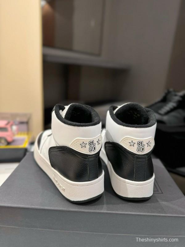 2024 Unisex Yves Saint Laurent Black White Leather Casual Sneakers MJ00390