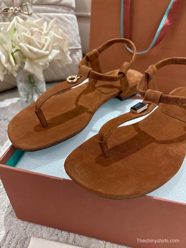 2025 Women LP Brown Suede Sandals LY00360