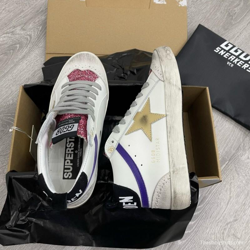 2024 Unisex GGDB White Purple Gold Leather High Top Sneakers MJ00300