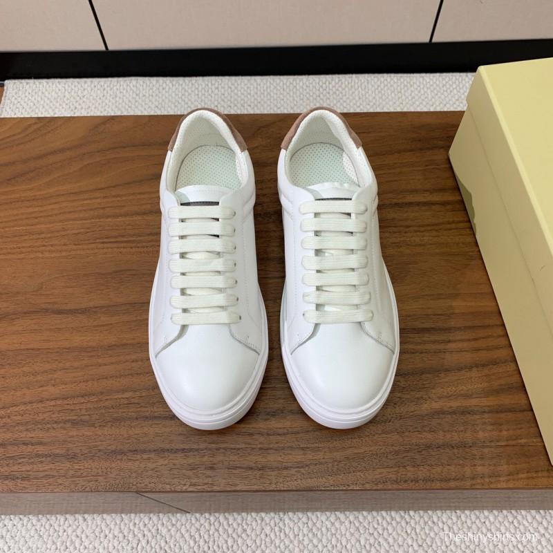 2025 Men Brunello Cucinelli White Leather Casual Sneakers Handmade KFY00310(M)