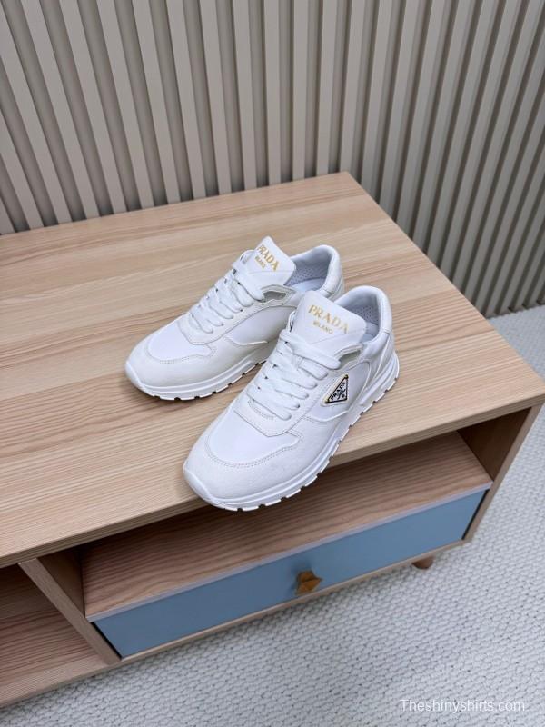 2025 Women Prada White Leather Sneakers