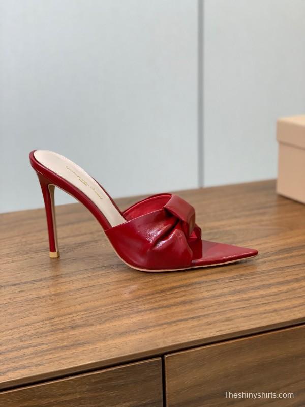 2025 Women Gianvito Rossi Red Leather High Heel Mule KFY00280