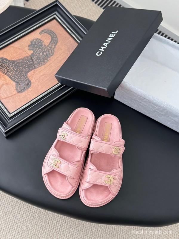 2025 Women Chanel Pink Leather Sandals LY00320